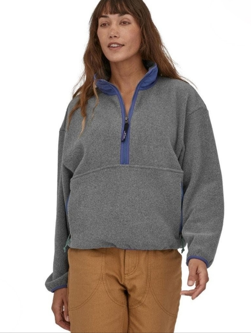 Patagonia Grey Blue Mock Neck Half-Zip Synchilla Marsupial Fleece Pullover M